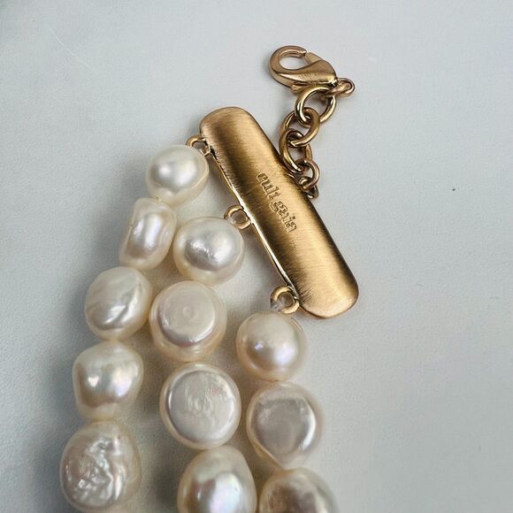 Cult Gaia Nora Choker Freshwater Keshi Pearls Gold Tone Lobster Clasp 3 Strand - Picture 10 of 11